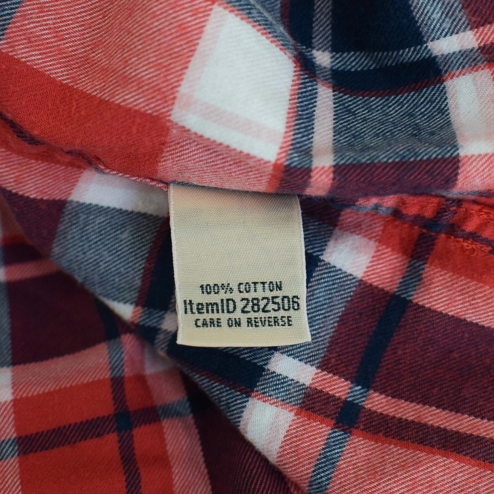LL Bean Whisperweight Flannel Shirt Red Plaid Size XS 100% Cotton Granola 90s - Picture 5 of 5